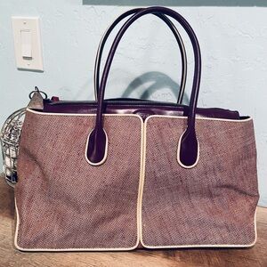Elegant Burgundy and Cream Women's Tote Bag